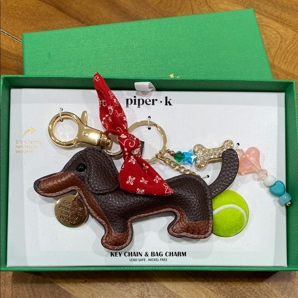 NWT.  Piper•K, dachshund, keychain and bag charm.